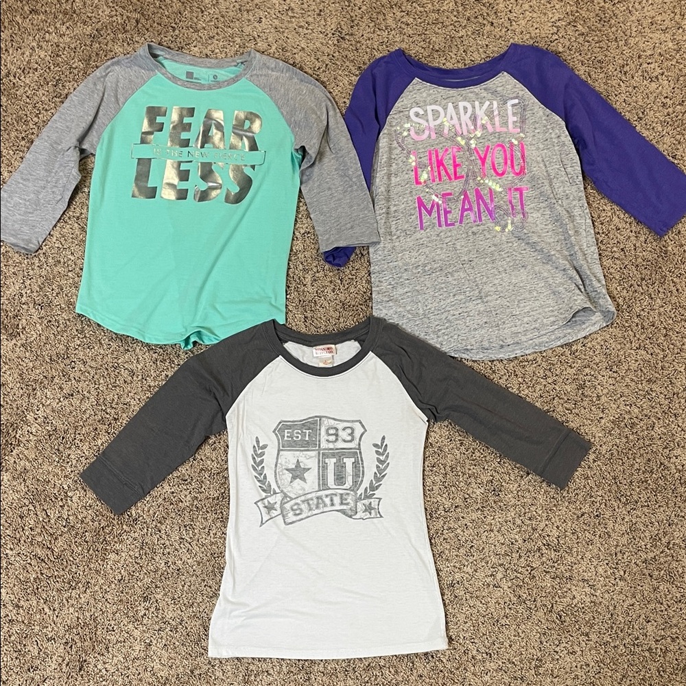 Girls 14/16 Graphic Raglan Tees - Set of 3